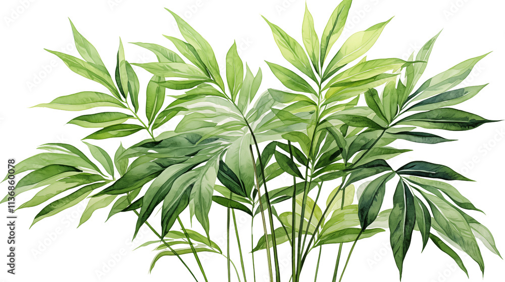 Fototapeta premium Green_Parlor_Palm_leaves_in_a_wat-E914C - 1