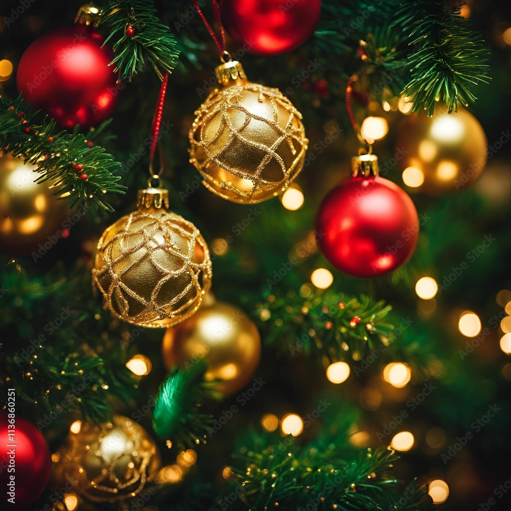 Merry Christmas, balls, lights, gold and red - 23 Merry Christmas, balls, lights, gold and red - 23
