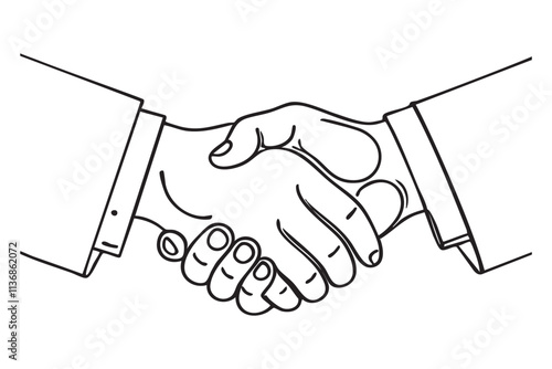 Businessmen shaking hands. Continuous one line drawing of handshake. Vector illustration