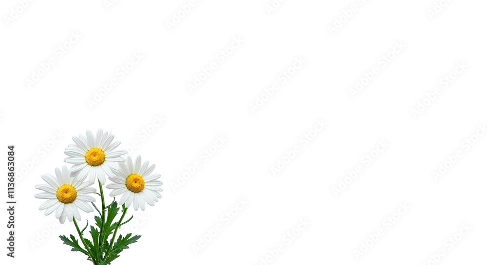 Fototapeta premium three white daisies isolated on white background