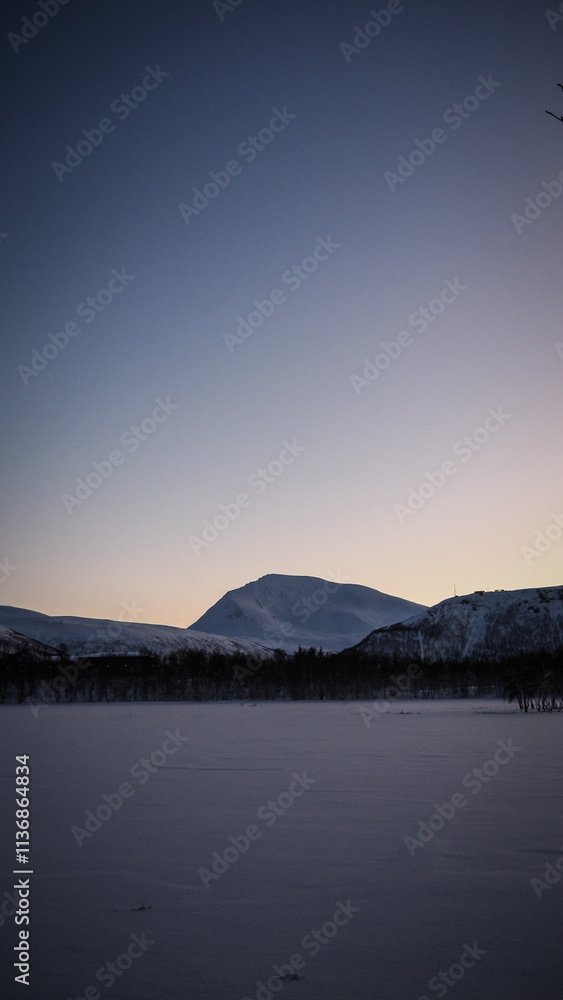The panorama at Prestvannet Lake in Tromso, Norway The panorama at Prestvannet Lake in Tromso, Norway