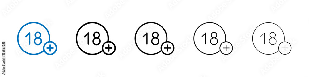 18 Plus icon Outline vector logo for web ui 18 Plus icon Outline vector logo for web ui