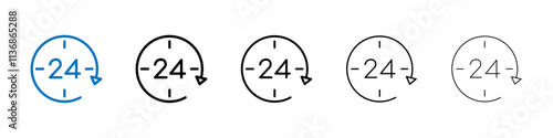 24 Hrs icon Outline vector logo for web ui