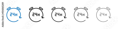 24 hours icon Outline vector logo for web ui