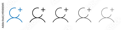 Add a new user icon Outline vector logo for web ui