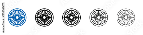 Ashoka Wheel icon Outline vector logo for web ui