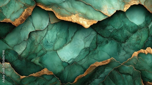 Wallpaper Mural Emerald greens and golden lines blend to create a captivating natural abstraction Torontodigital.ca