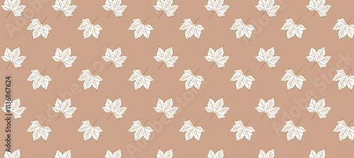 Brown seamless pattern with autumn maple leaves