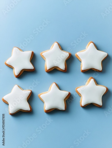 Star shaped cookies on blue background