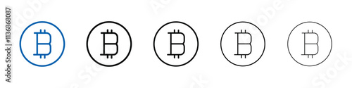 Bitcoin icon Outline vector logo for web ui