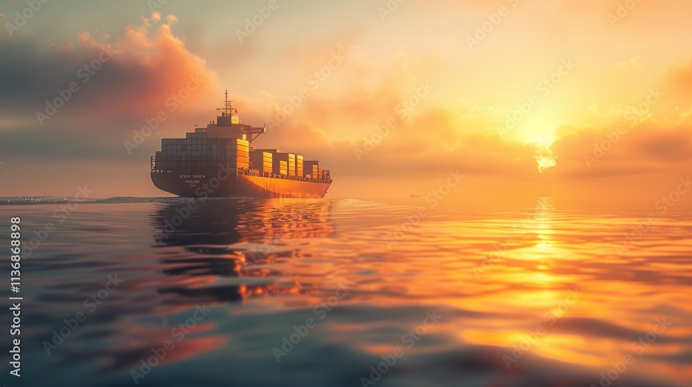 Obraz premium Majestic Cargo Ship at Golden Hour
