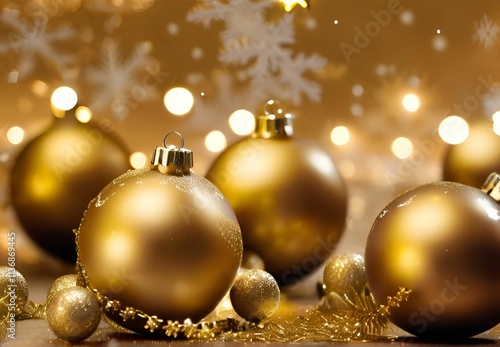 Merry Christmas, balls, lights, gold - 5