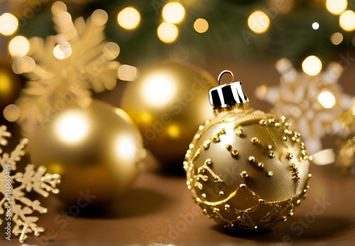 Merry Christmas, balls, lights, gold - 7