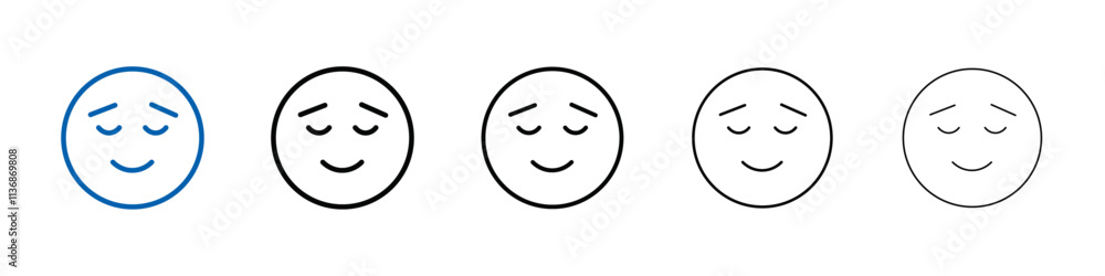 Calm Emoji icon Outline vector logo for web ui Calm Emoji icon Outline vector logo for web ui