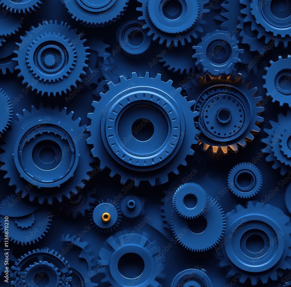 Abstract background featuring blue gears and mechanical cogs design Abstract background featuring blue gears and mechanical cogs design