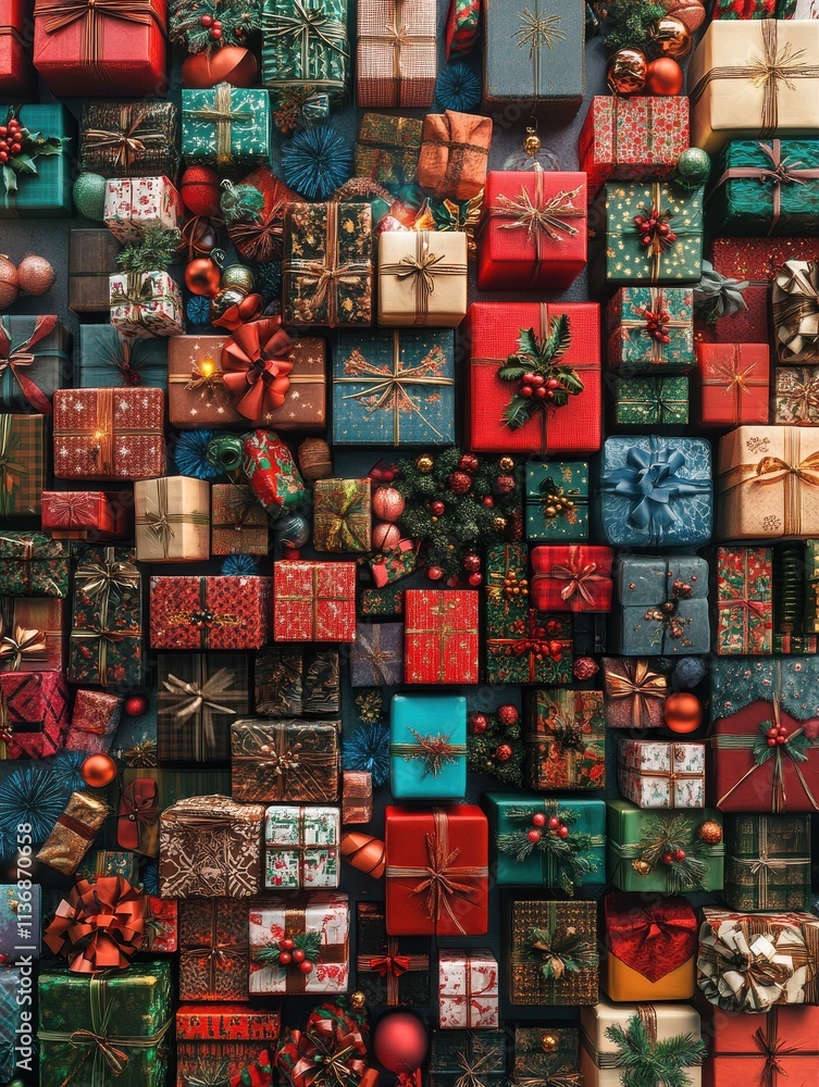 Many different Christmas presents as background Many different Christmas presents as background