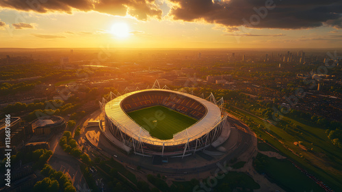 Fotografie Wembley Stadium London Aerial Sunset View