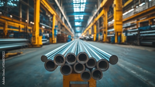 Steel Pipes in a Factory: Industrial Strength and Precision Manufacturing