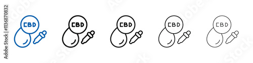 CBD oil drop icon Outline vector logo for web ui
