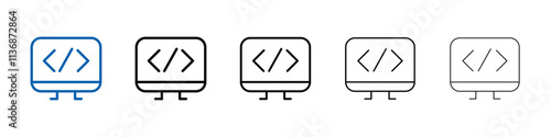 coding program icon Outline vector logo for web ui
