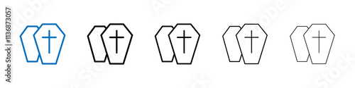 Coffin icon Outline vector logo for web ui