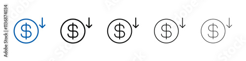 Cost reduction icon Outline vector logo for web ui