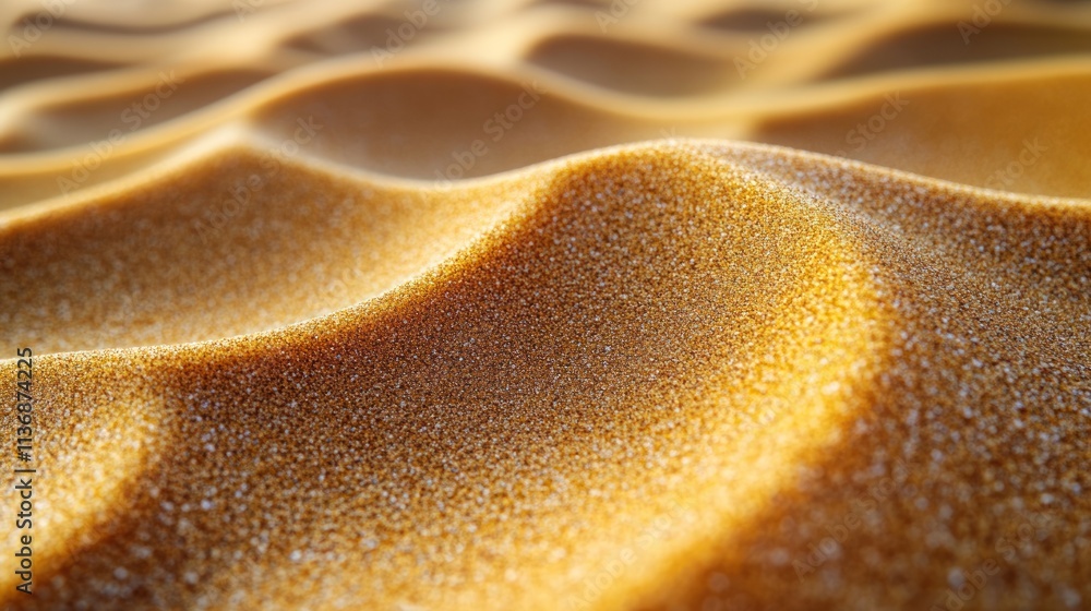 Soft dunes rise and fall, capturing golden sunlight, creating an enchanting desert landscape Soft dunes rise and fall, capturing golden sunlight, creating an enchanting desert landscape