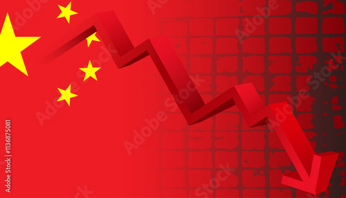 Economic crisis in China Asia, Chinese market decline break economic arrow, Banking System crash, financial, Real Estate crisis developed from property sector bankrupt, slump, stock