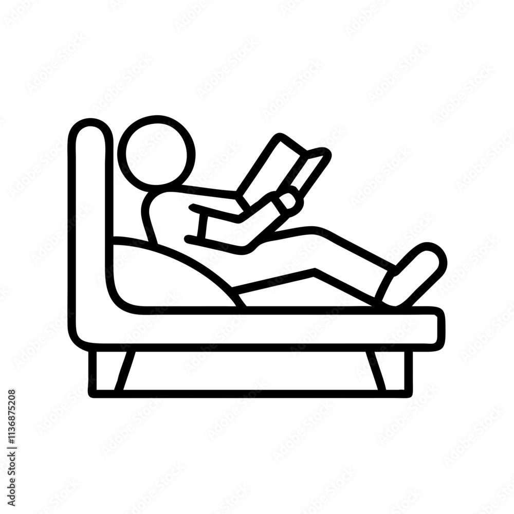 person lounging with a book icon, lazy day line art, lazy day icon - simple black line art icon of person lounging with a book, symbolizing lazy day celebrations. lazy day vector art. person lounging with a book icon, lazy day line art, lazy day icon - simple black line art icon of person lounging with a book, symbolizing lazy day celebrations. lazy day vector art.