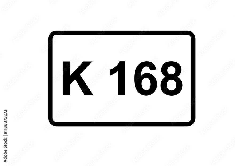 Illustration eines Kreisstraßenschildes der K 168 in Deutschland Illustration eines Kreisstraßenschildes der K 168 in Deutschland