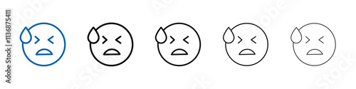 Desperate emoji icon Outline vector logo for web ui