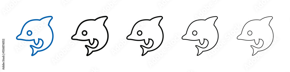 Obraz premium Dolphin icon Outline vector logo for web ui