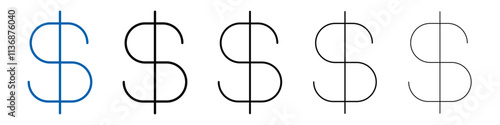 Dollar sign icon Outline vector logo for web ui