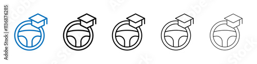 Driving school icon Outline vector logo for web ui