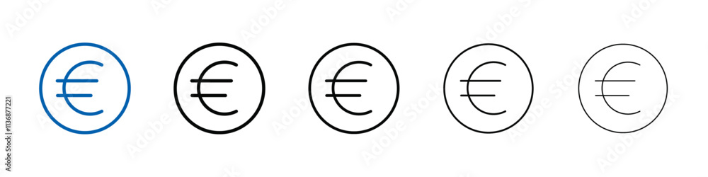 euro sign icon Outline vector logo for web ui