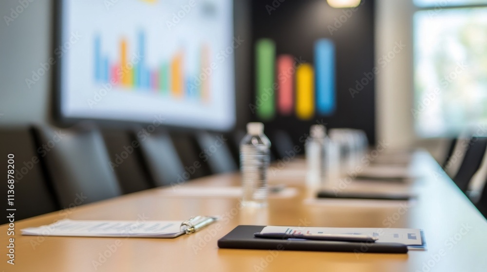 Modern Conference Room with Presentation Display Modern Conference Room with Presentation Display