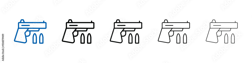 Gun with ammunition icon Outline vector logo for web ui Gun with ammunition icon Outline vector logo for web ui