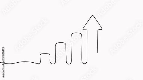 Growing arrow graph continuous line drawing animation. Successful business strategy symbol animated video.