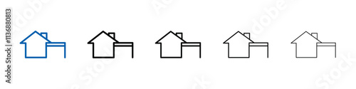 house with garage icon Outline vector logo for web ui