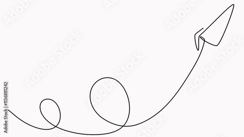 Paper airplane flight continuous line drawing animated video.