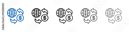 International money transfer icon Outline vector logo for web ui