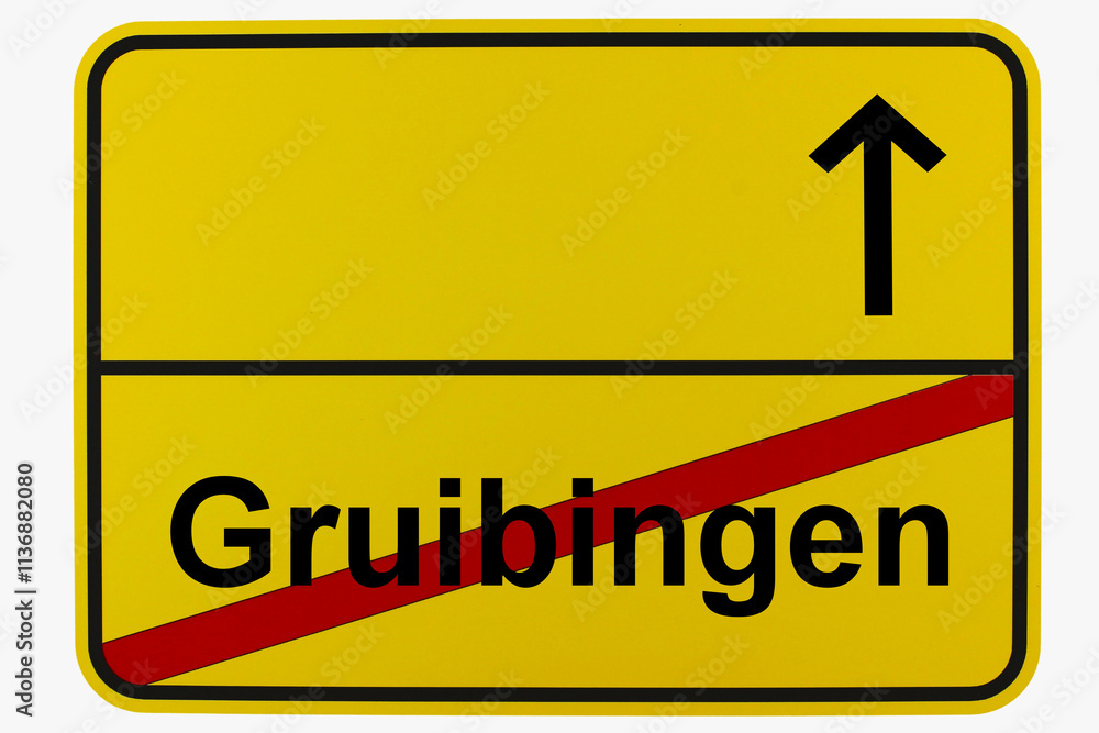 Fototapeta premium Illustration eines Ortsausgangsschildes von Gruibingen in Baden-Württemberg