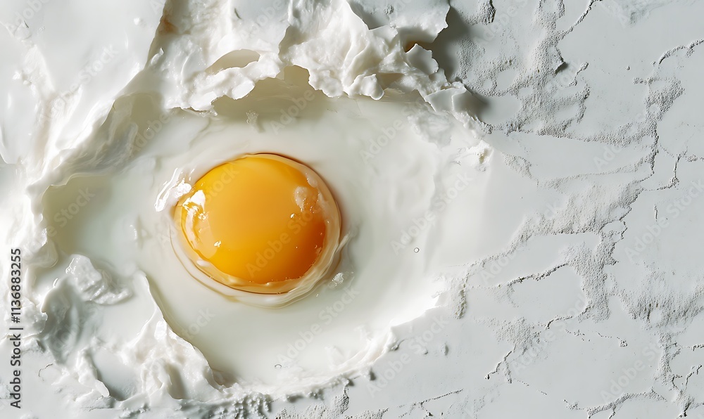 Egg yolk nestled in creamy white egg whites Egg yolk nestled in creamy white egg whites