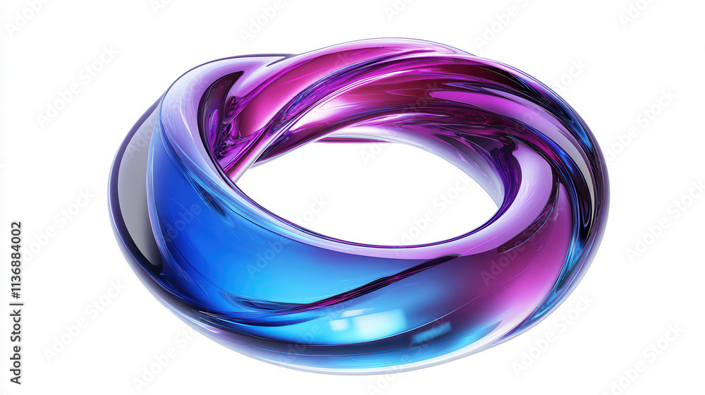 A futuristic metallic loop with a high-tech glossy surface, reflecting shades of iridescent blue and deep magenta, perfectly smooth edges A futuristic metallic loop with a high-tech glossy surface, reflecting shades of iridescent blue and deep magenta, perfectly smooth edges