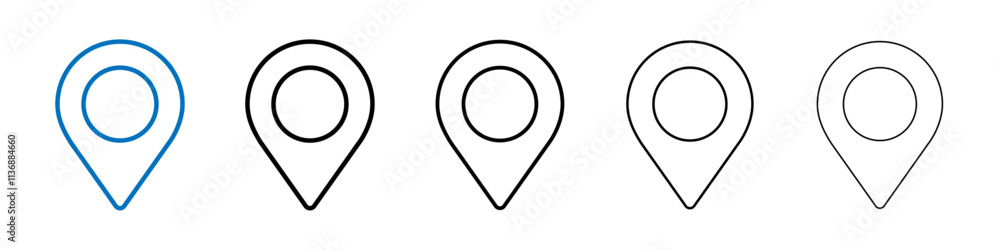 Navigation pin icon Outline vector logo for web ui Navigation pin icon Outline vector logo for web ui