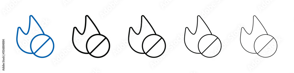 No fire icon Outline vector logo for web ui No fire icon Outline vector logo for web ui