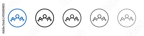 News presenter on TV Show icon Outline vector logo for web ui
