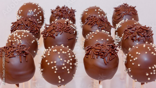 Close-up of assorted chocolate cake pops  photo