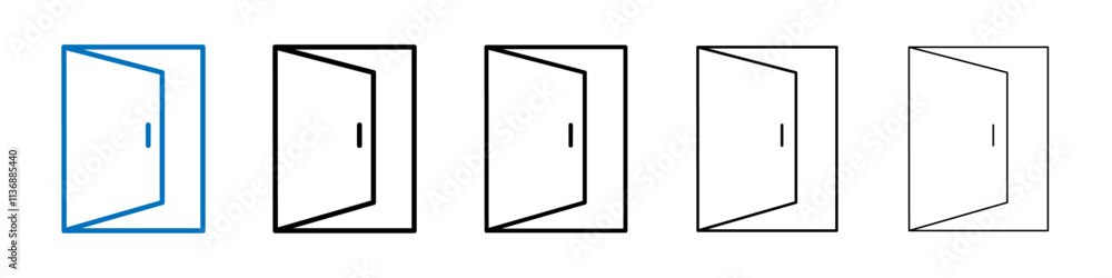 Open door icon Outline vector logo for web ui Open door icon Outline vector logo for web ui