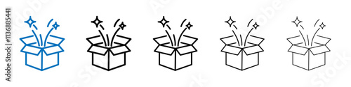 Open gift box icon Outline vector logo for web ui